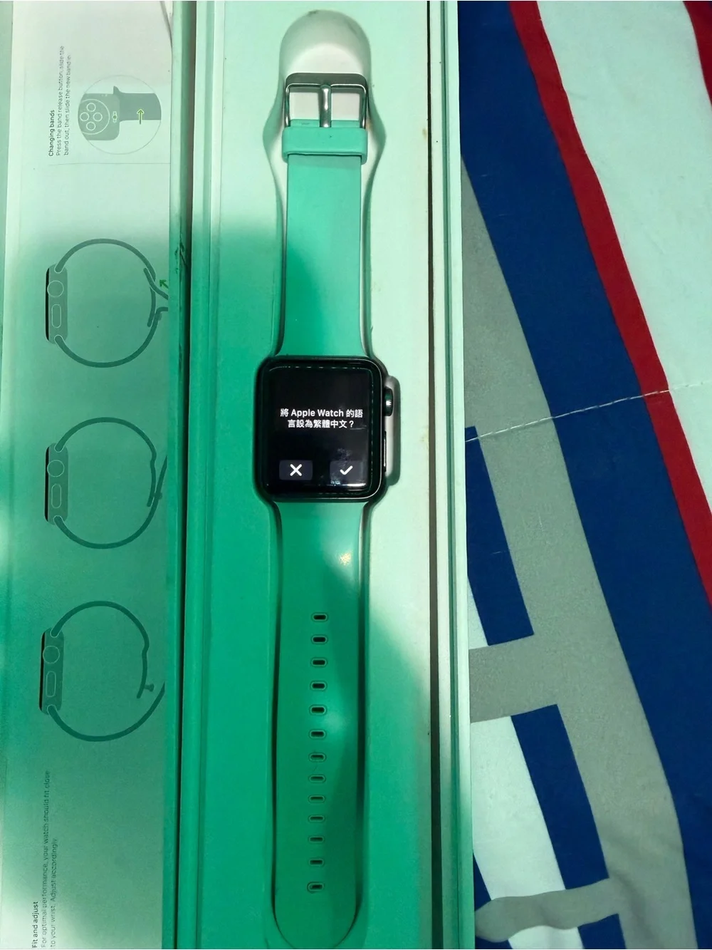Apple Smartwatch with Mint Teal Sport Band(series 2)